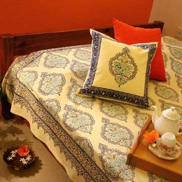 Morning Dew ~ Stylish Elegant Yellow Blue French King Bedspread 108x90