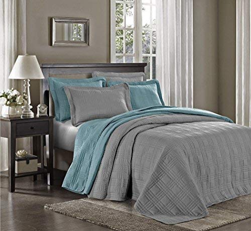 Chezmoi Collection Kingston 3-piece Oversized Bedspread Coverlet Set (King, Gray)