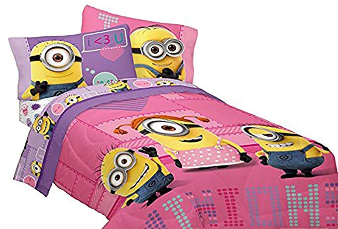 Despicable Me Minions Pink Twin/Full Comforter Full Size Sheet Set