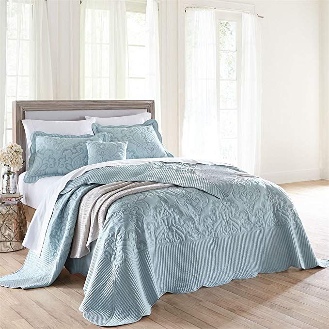 BrylaneHome Amelia Bedspread (Seaglass,Full)