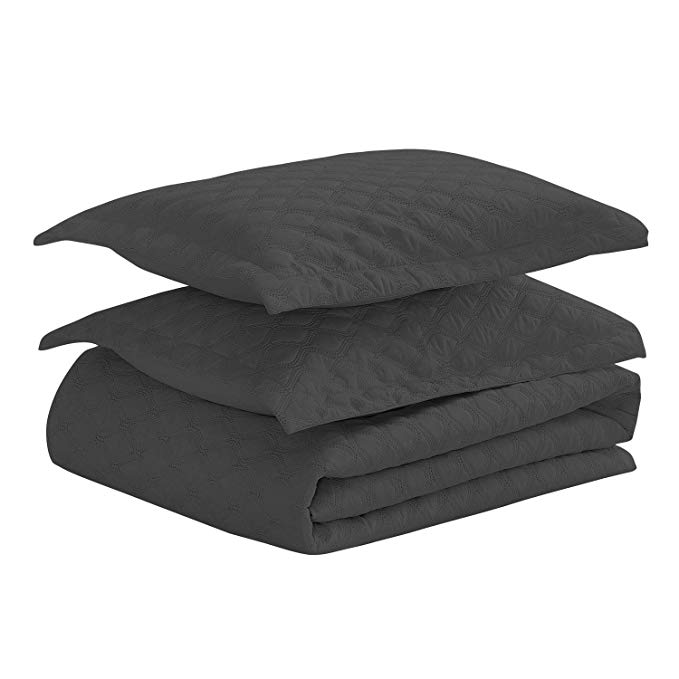 Basic Choice 3-piece Oversized Quilted Bedspread Coverlet Set - Black, King/California King