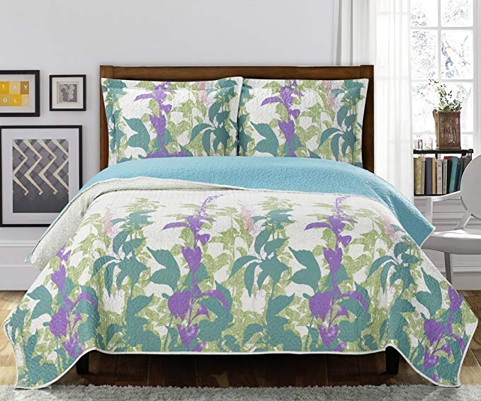 Freya King / California-King Size, Over-Sized Coverlet 3pc set, Luxury Microfiber Printed Quilt by Royal Hotel