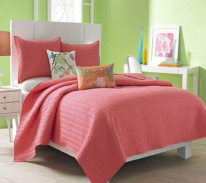 Five Queens Court Catori Full/Queen Coverlet, Melon