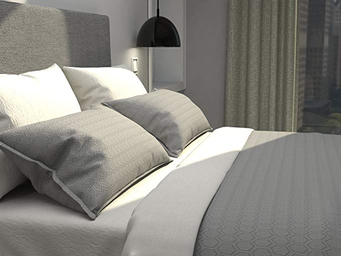 Cultured Soul Cotton Blend Matelasse bedspread Coverlet Set in Honeycomb - Queen- Gray