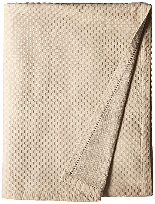 Natural Comfort Matelasse Blanket Coverlet, Retro Polka Dot Pattern, Queen, Washed Taupe