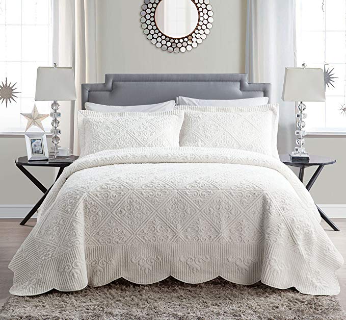 VCNY Home Westland Plush Quilted 2-Piece Bedspread Set, Twin, Ivory