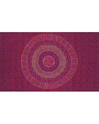 Red Spiral Indian Bedspread, Double Size