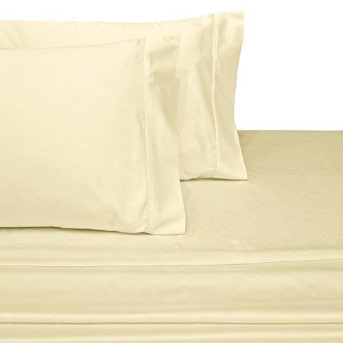 sheetsnthings Un-Attached Waterbed Sheet Set, 100% Cotton -Solid Ivory, California King Size- 600TC, Soft Watered Sheets