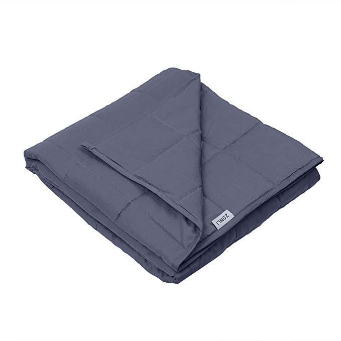 ZonLi Softest Weighted Cooling Blanket (48''x72'', 12lbs for 100-140 lbs Individual, Grey) for Adults Women, Men, Kids | Great for Insomnia, Autism, ADHD, Stress Relief | Fit Full or Queen Sized Bed