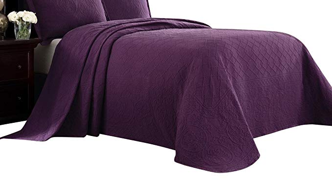 Williamsburg 048975018859 Twin Richmond Bedspread - Purple Twin Richmond Bedspread,Purple