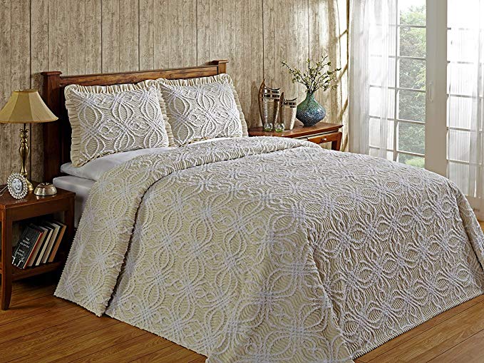 Better Trends / Pan Overseas 96 X 110 Inch Rosa Bedspread, Full, Ivory