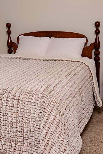 Regal Comfort Sherpa Luxury Checkered Pattern Throw (Tawny Fox, Queen Size)