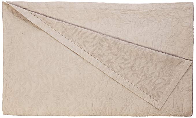 Natural Comfort Matelasse Blanket Coverlet, Foliage Pattern, Queen, Washed Taupe