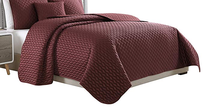 Cozy Beddings Escape Coverlet, King/Cal-King, Burgundy