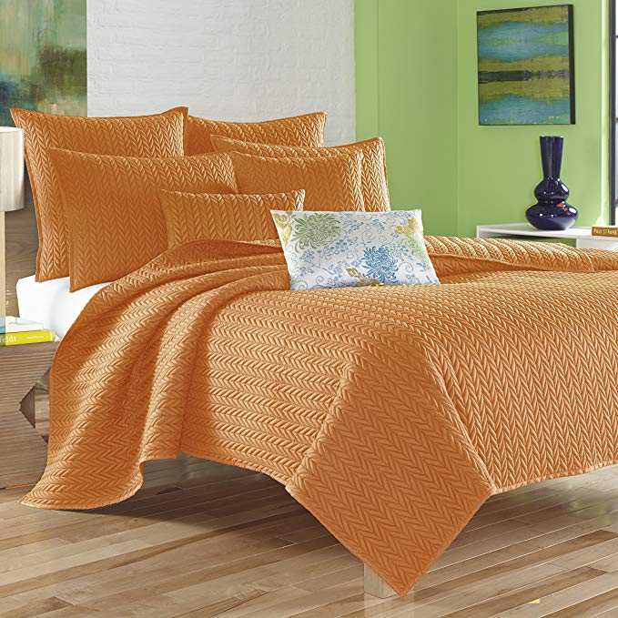 Five Queens Court Catori Twin Coverlet, Orange