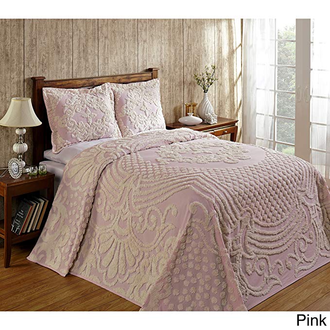 Better Trends Florence Soft Cotton Chenille Bedspread by Pink Full