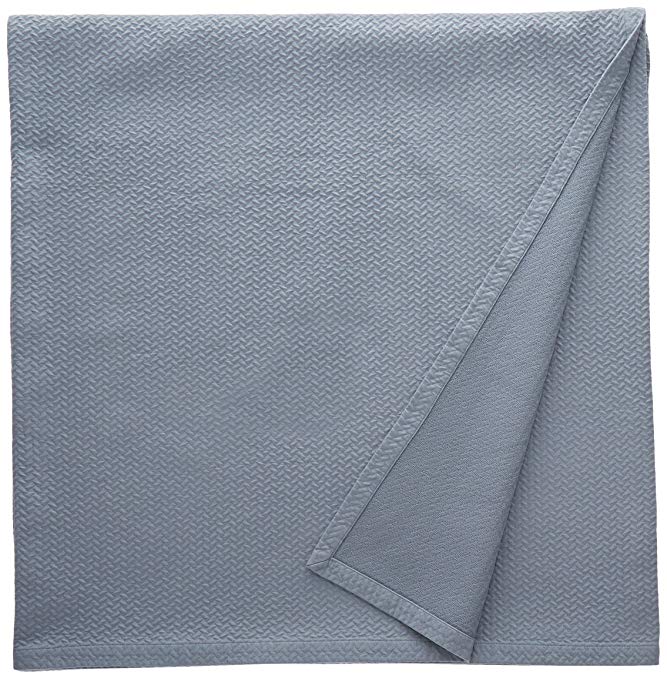 Natural Comfort Matelassé Blanket Coverlet, King, Herringbone/Water Blue