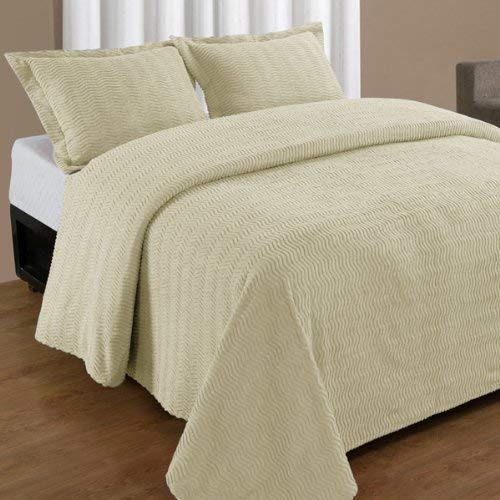 Twin Natural Natick Contemporary Cotton Chenille Bedspread