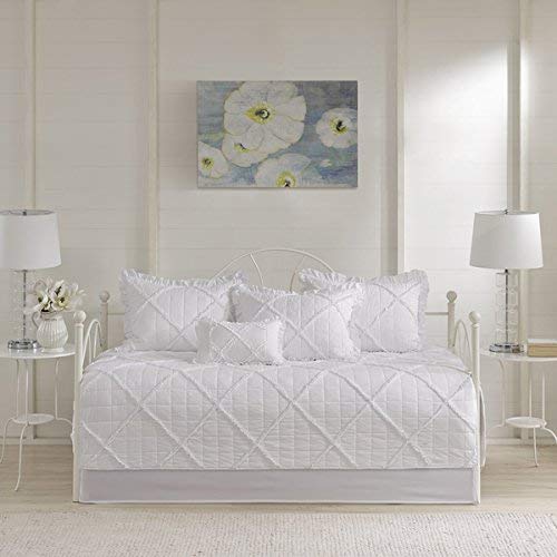 Wendy White 6 Pieces Quilted Daybed Cover Set with Ruffle/ Pleating Details