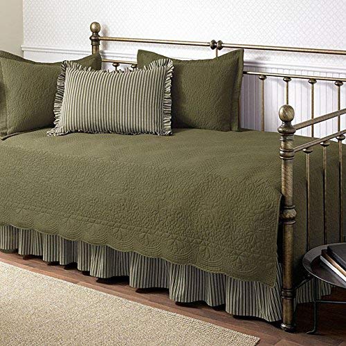 Trellis Aloe Green 5-piece Cotton Daybed Set with Intricate Stitching Details