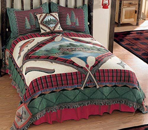 Black Forest Decor Lake Cabin Tapestry Coverlet - King