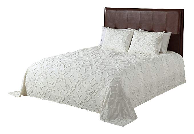 Beatrice Home Fashions 048986712166 Oman Chenille Bedspread, Twin, Ivory