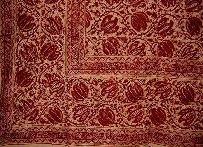 Veggie Dye Block Print Tapestry Cotton Bedspread 108