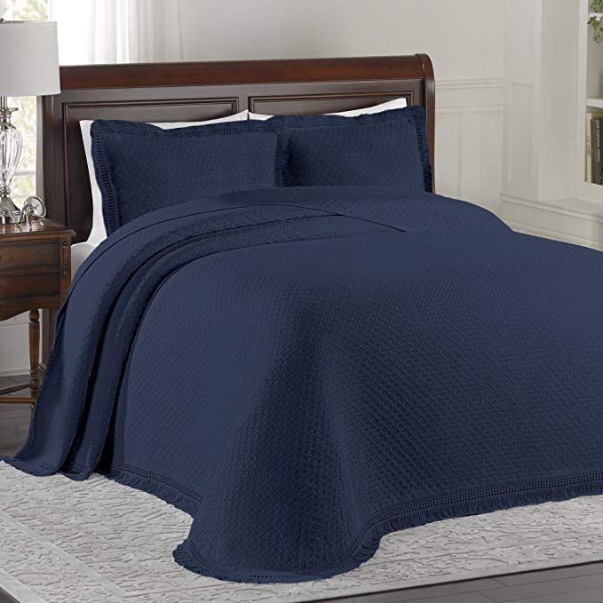 LaMont Limited Home Bedspread, King, Blue,Woven Jacquard