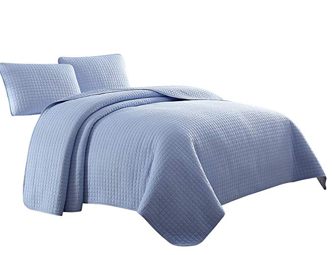 Cozy Beddings Attitude 3pc Coverlet Set, Light Blue Twin/Twin XL Size Bed by