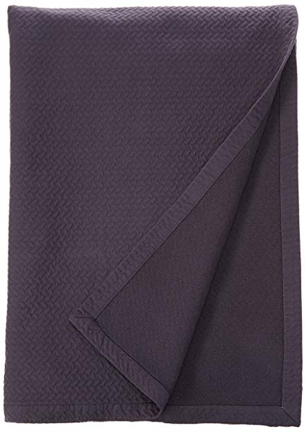 Natural Comfort Matelassé Blanket Coverlet, Queen, Herringbone/Purple Gray