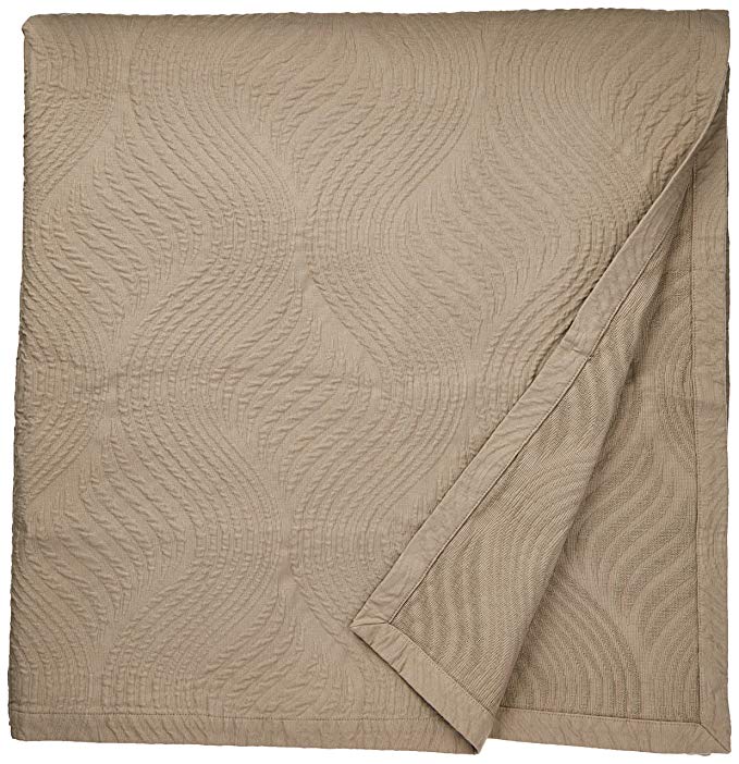 Natural Comfort Matelasse Blanket Coverlet, Dune Pattern, King, Washed Taupe