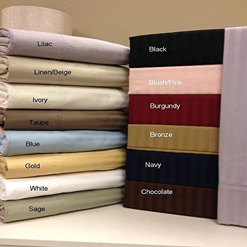 Royal Tradition Stripes Gold 300 Thread Count QUEEN 100% Cotton Waterbed Sheet set for your Water Mattress