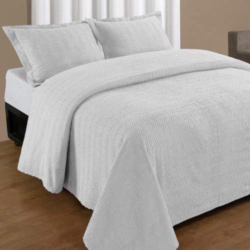 Twin White Natick Contemporary Cotton Chenille Bedspread