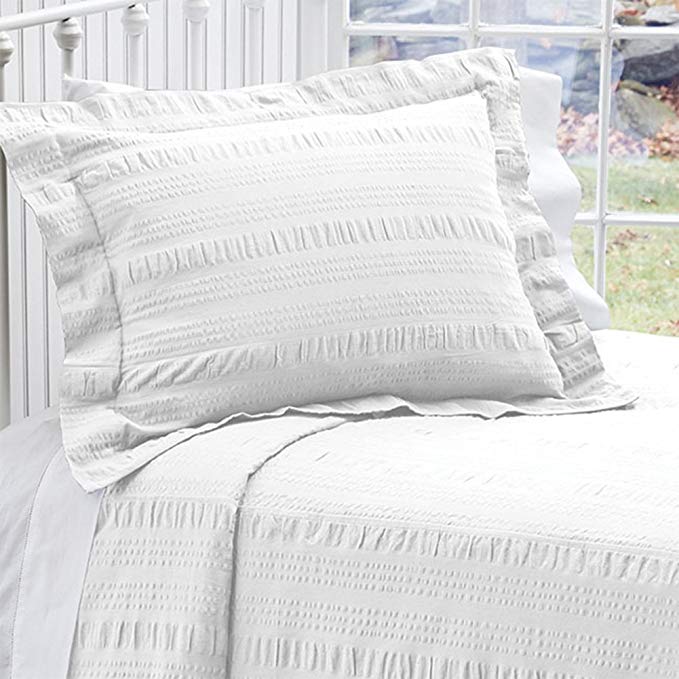 Orvis Solid Seersucker Bedspread/Only Twin, White