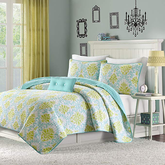 Mizone Katelyn 4 Piece Coverlet Set, Full/Queen, Teal