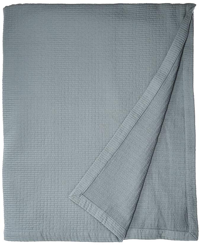 Natural Comfort Matelassé Blanket Coverlet, King, Quilted Silhouette/Water Blue