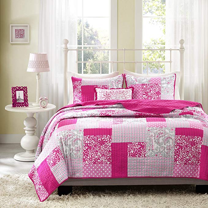 Mizone Abbey 4 Piece Coverlet Set, Full/Queen, Pink